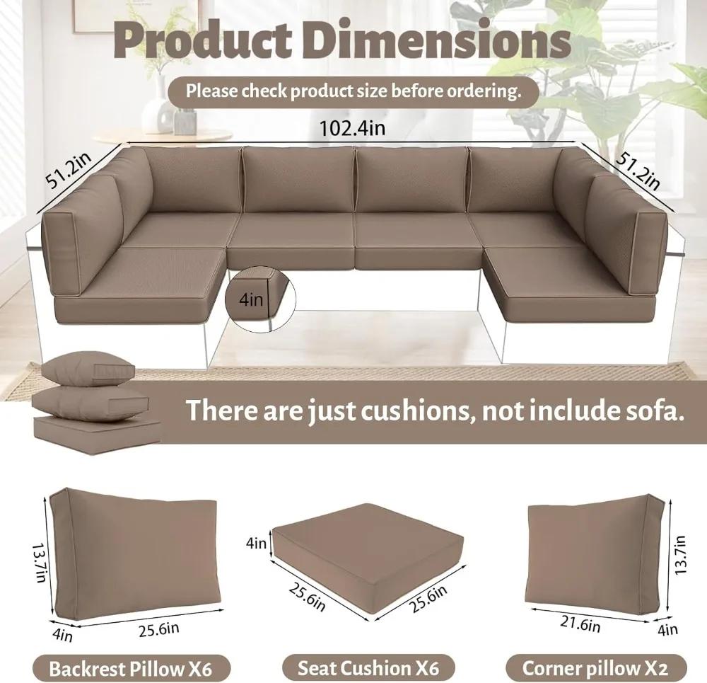 Coussins de remplacement pour canapé d'extérieur, coussin sectionnel pour meubles de Patio résistant