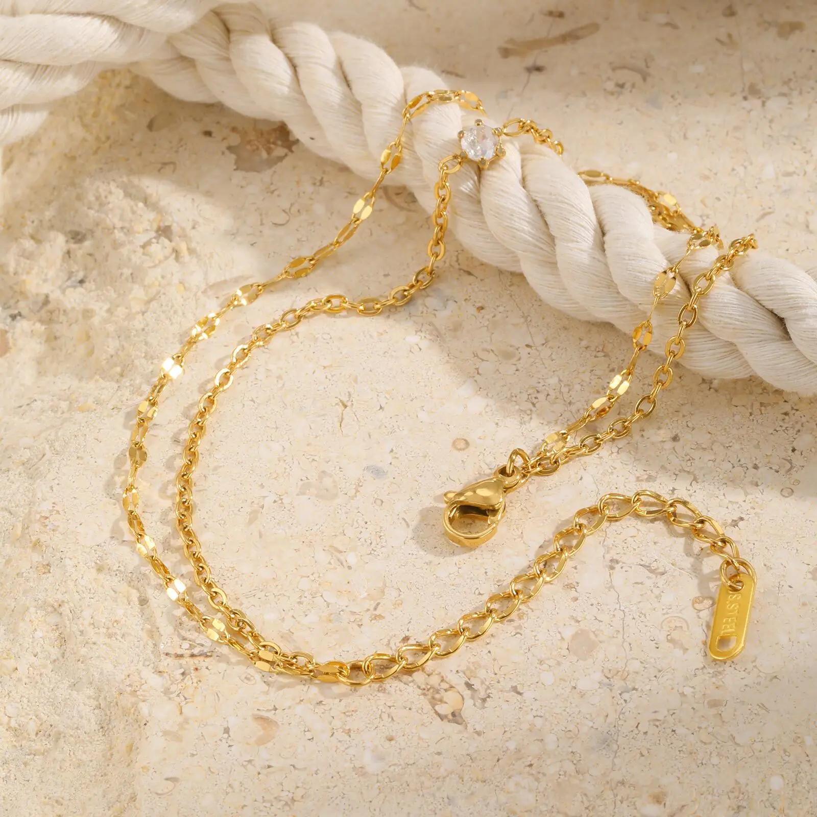 Bracelet de cheville superposé imperméable pour femmes, plaqué or réglable avec zircone, chaîne de p