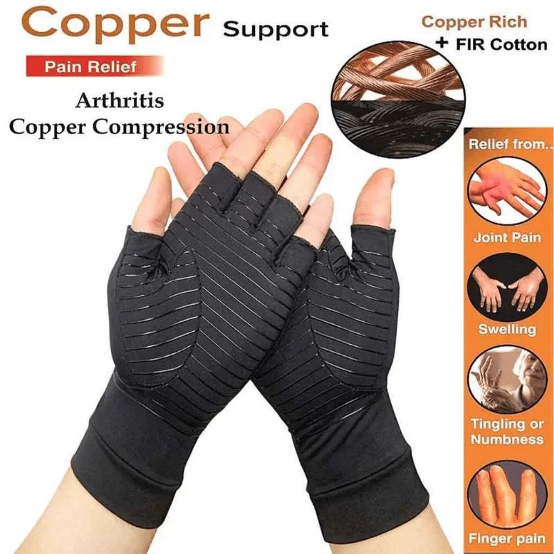 Gants d'arthrite à Compression, soulagement des demi-doigt, Fiber d'ions de cuivre, gants de protect
