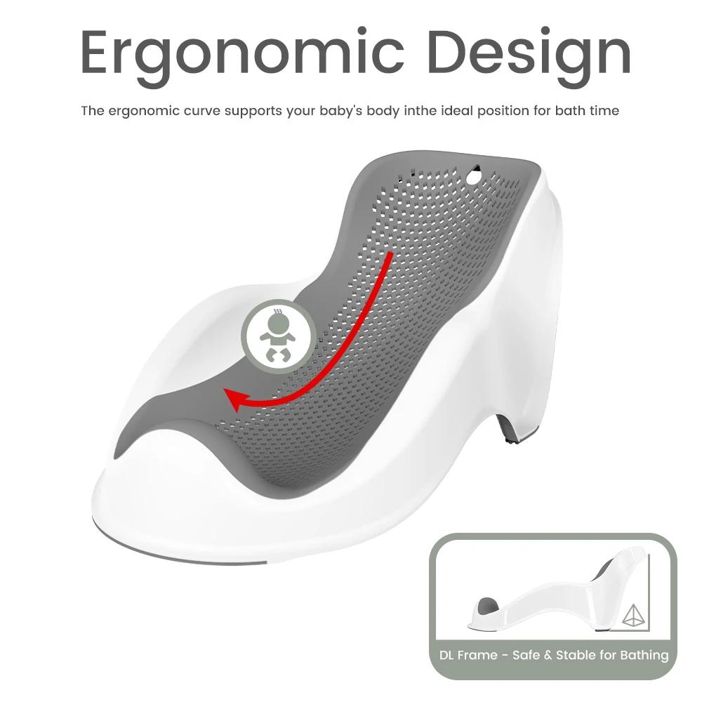 Support de bain doux pour bébés nouveau-nés - Siège de bain ergonomique, facile à nettoyer et confor