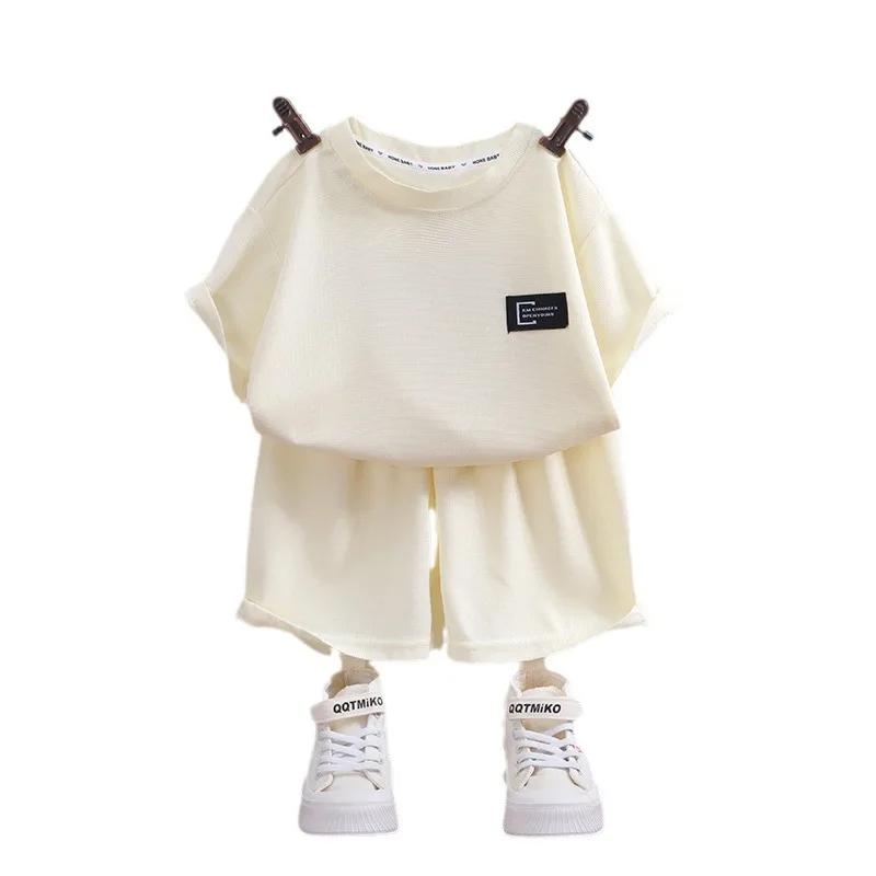 Ensemble de vêtements pour garçons et filles de 1 à 10 ans, vêtements coréens d'été en tissu gaufré 