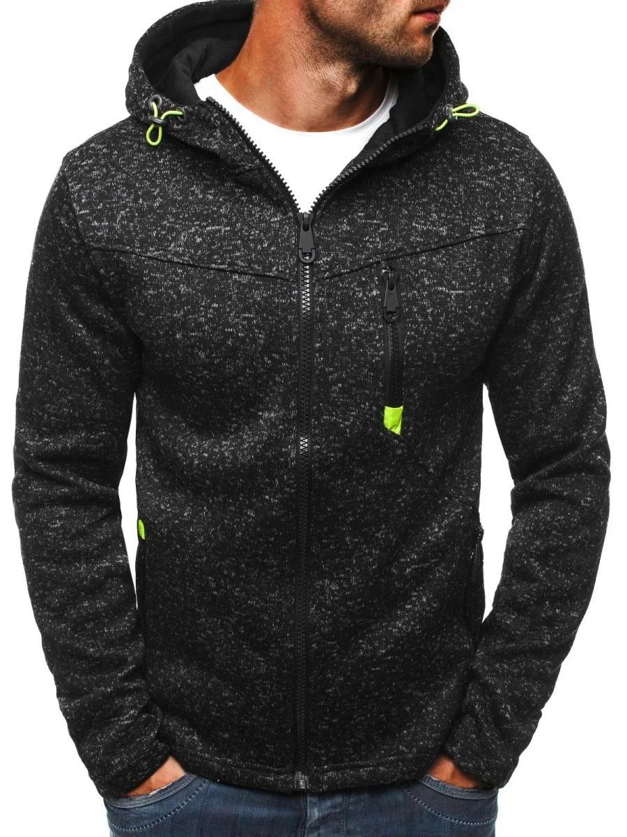 Sweat à capuche pour hommes avec poches latérales à glissière mince laine couleur unie survêtement d