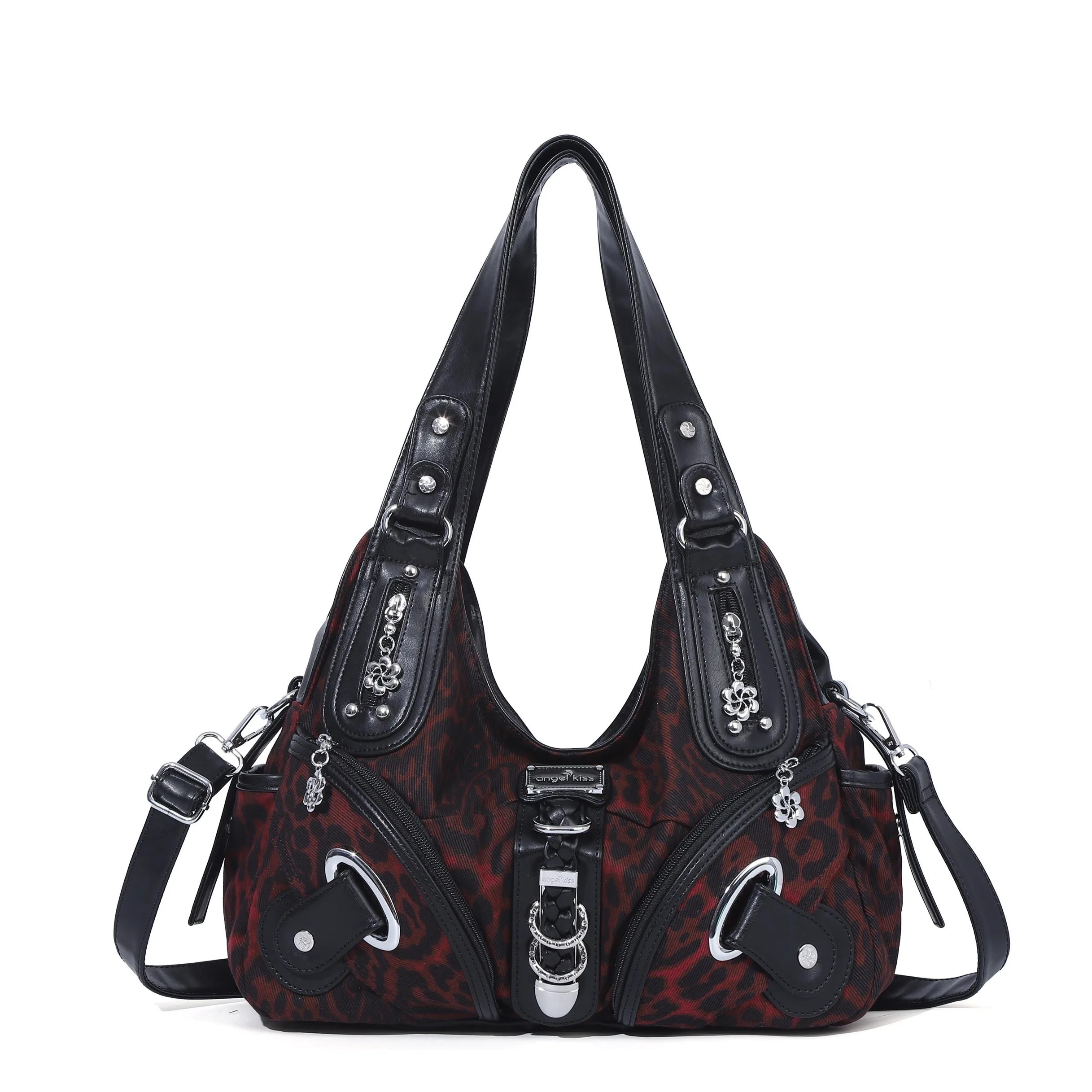 Sac vintage pour femme, sac à main marron léopard, sac à bandoulière, sac à poignée supérieure, sac 