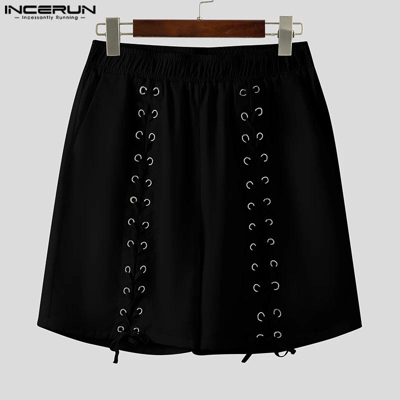 INCERUN-Short de Style Américain pour Homme, Design en Maille, Couleur Unie, Décontracté, Marche en 