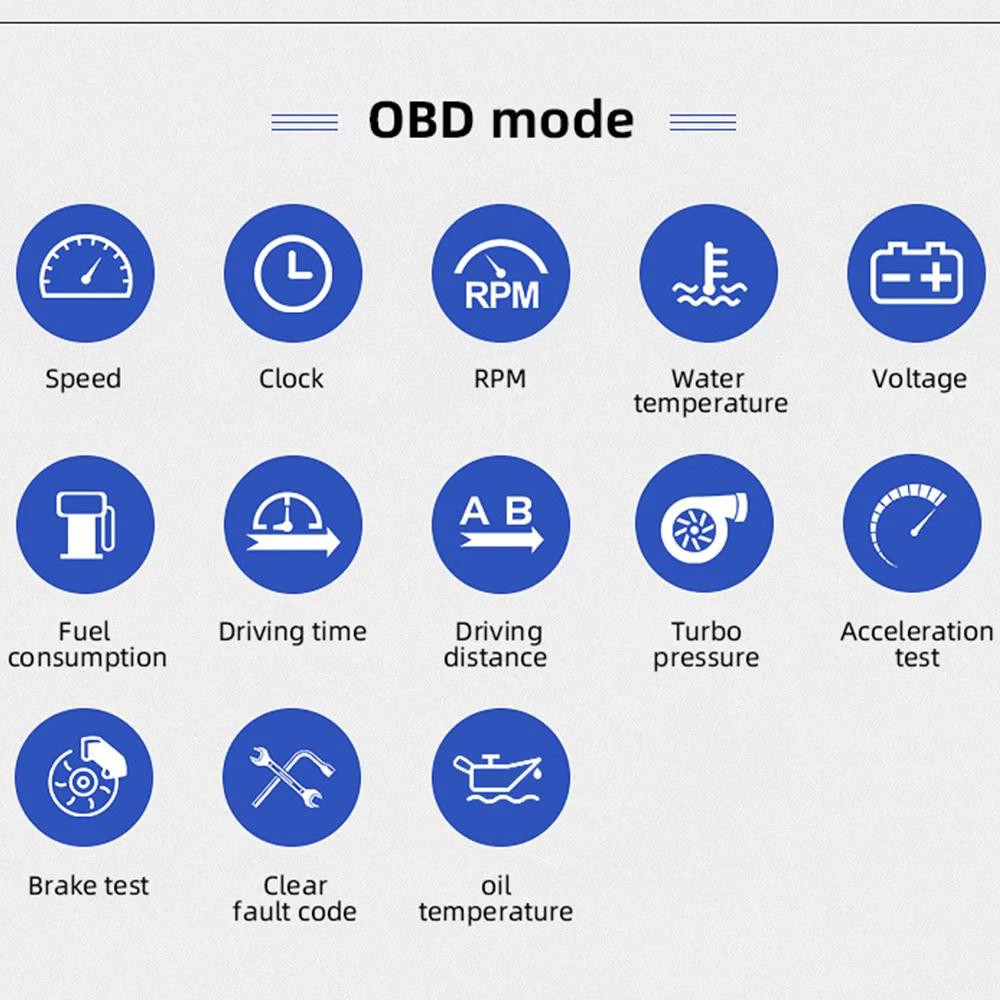 HUD OBD2 + GPS ordinateur de bord affichage tête haute tachymètre de voiture Turbo pression d'huile 