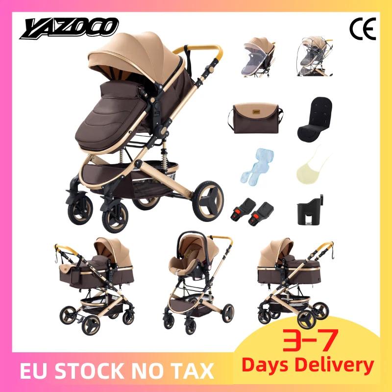 Poussette 3-en-1 Trio, poussette réversible avec cadre en aluminium et pliage en un clic pour bébé e