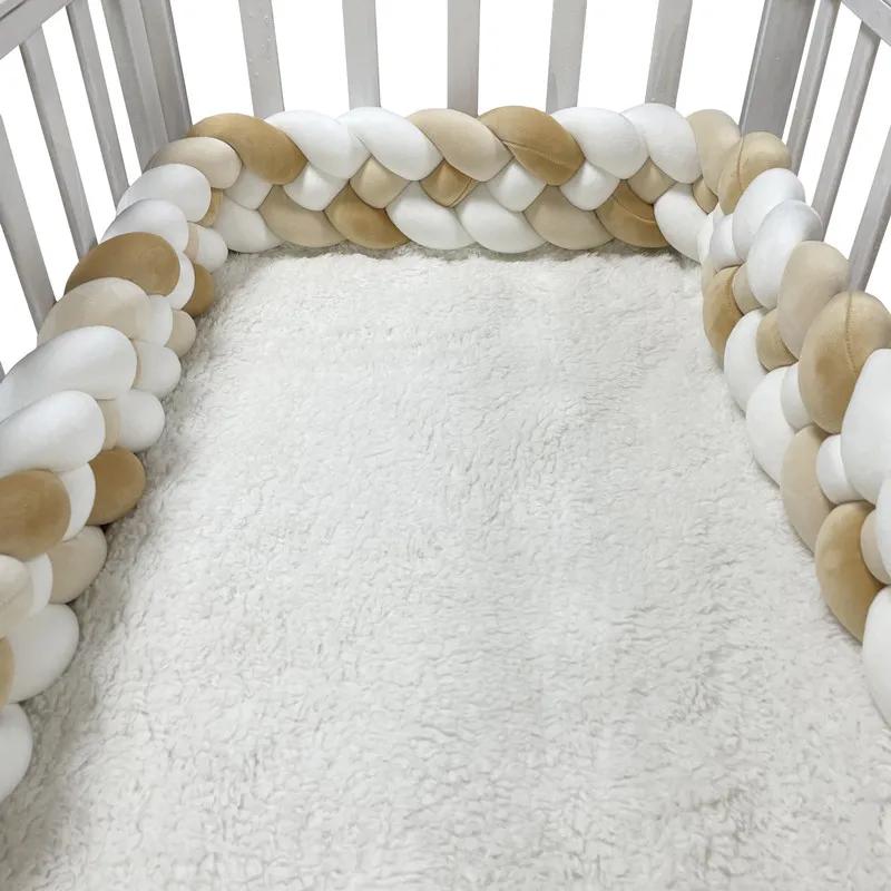 Pare-chocs De berceau Tresse De Lit 4 noués 2-4M, tissu doux pour la peau, décor De chambre De bébé,