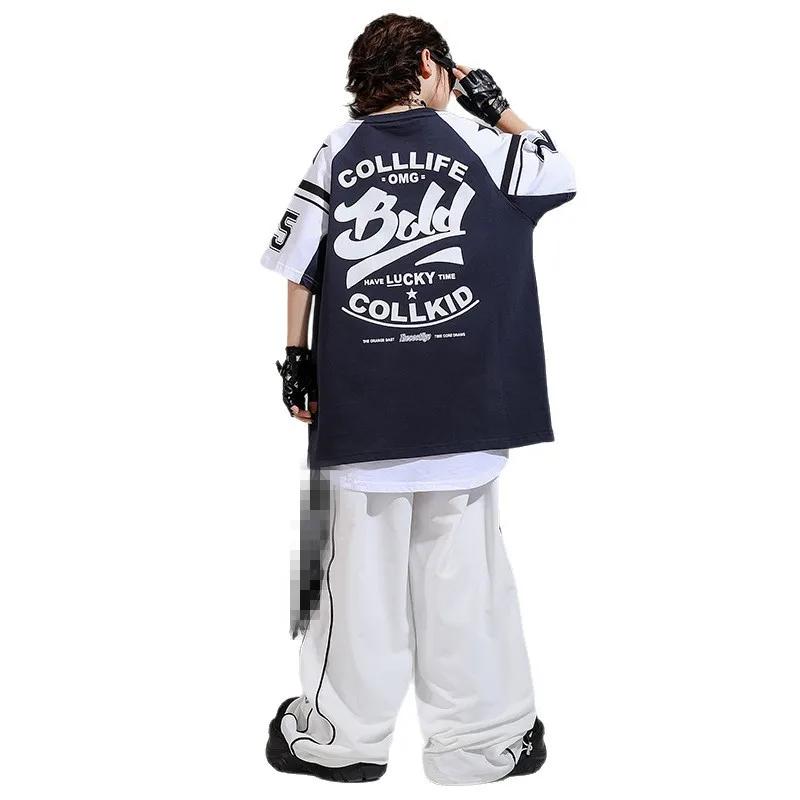 Vêtements Hip Hop pour filles, T-shirt noir, short blanc pour garçons, tenues de danse de rue, Stree