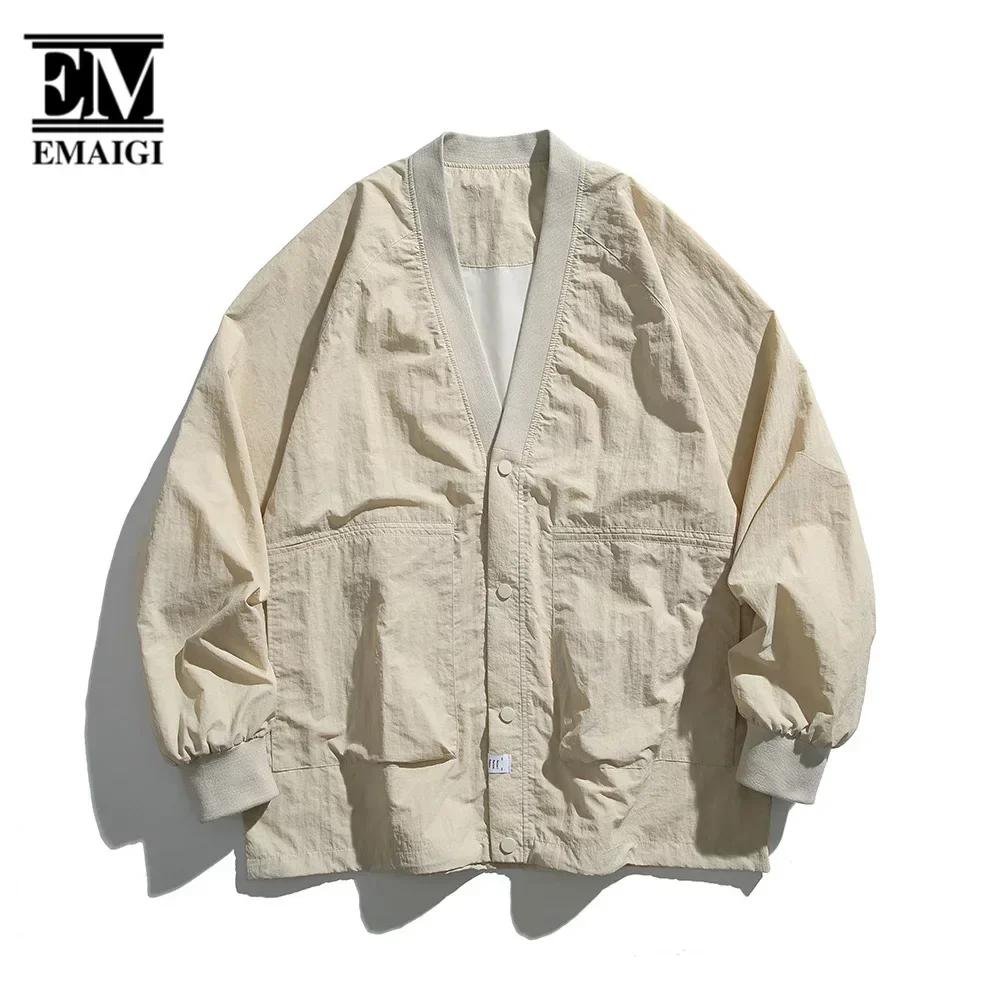 Cityboy-Manteau d'extérieur à col en V pour hommes et femmes, Streetwear, Veste cargo vintage, Veste