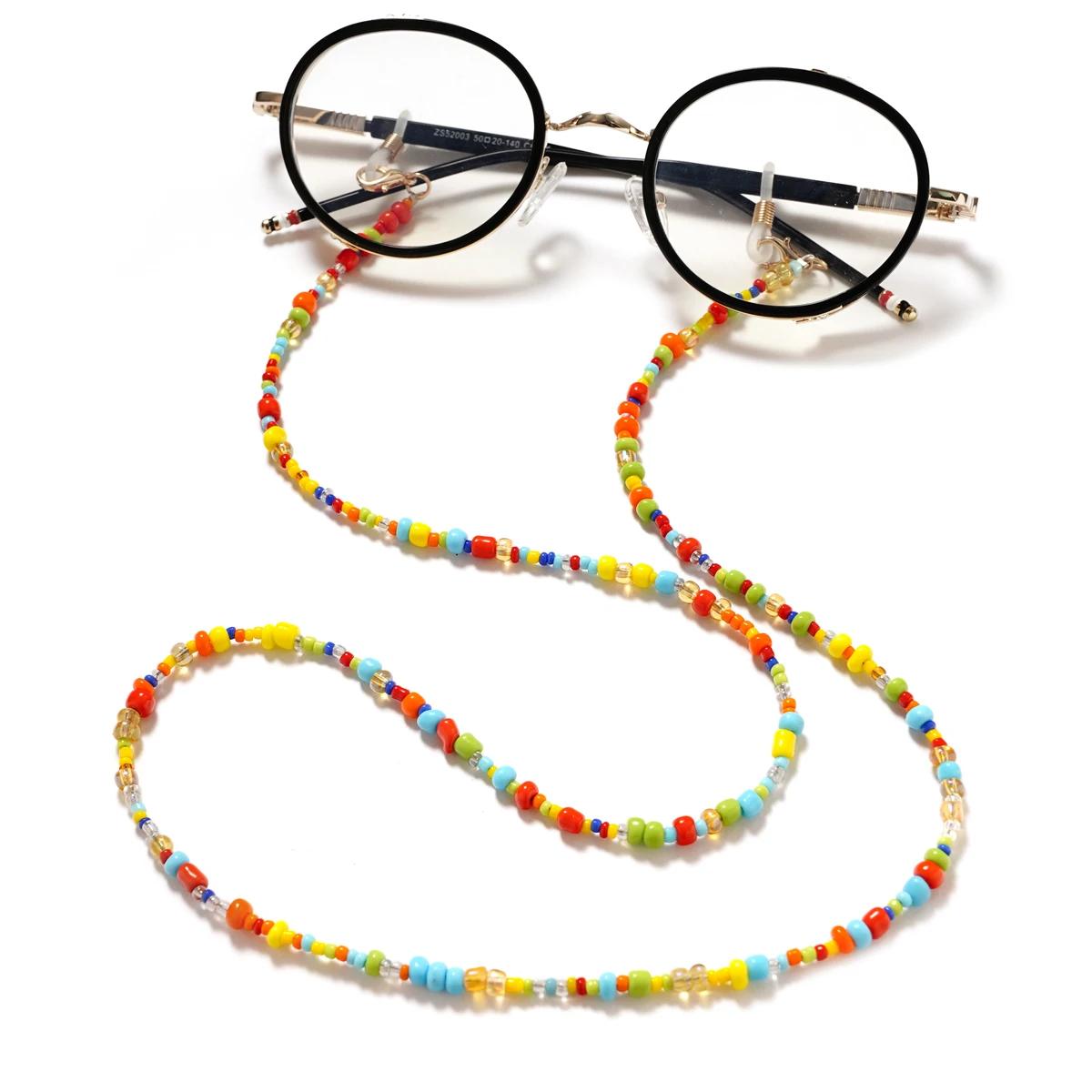 Chaînes de masquage de lunettes de soleil pour femmes, perles acryliques et cristal, lanière en verr