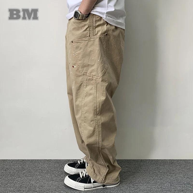 Pantalon cargo à pois pour hommes, streetwear japonais, pantalon baggy décontracté Harajuku, haute q