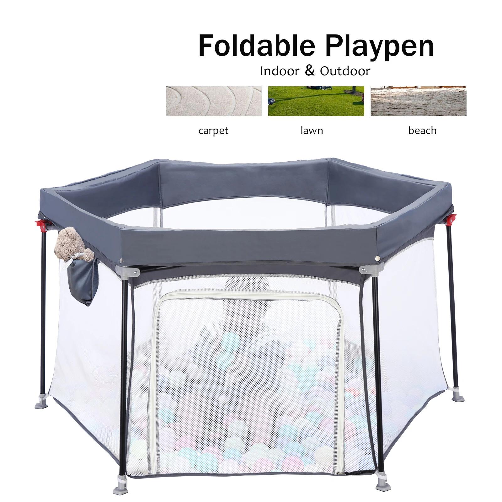 Parc pour bébé pliable hexagonal robuste, parc de jeu de sécurité pour les tout-petits, maille douce