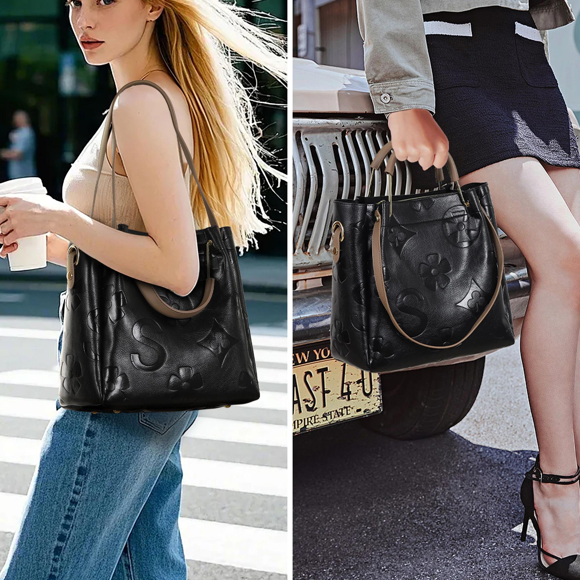 Ensemble de sacs à main avec poignée supérieure, grand sac à bandoulière en cuir végétalien, sac sea