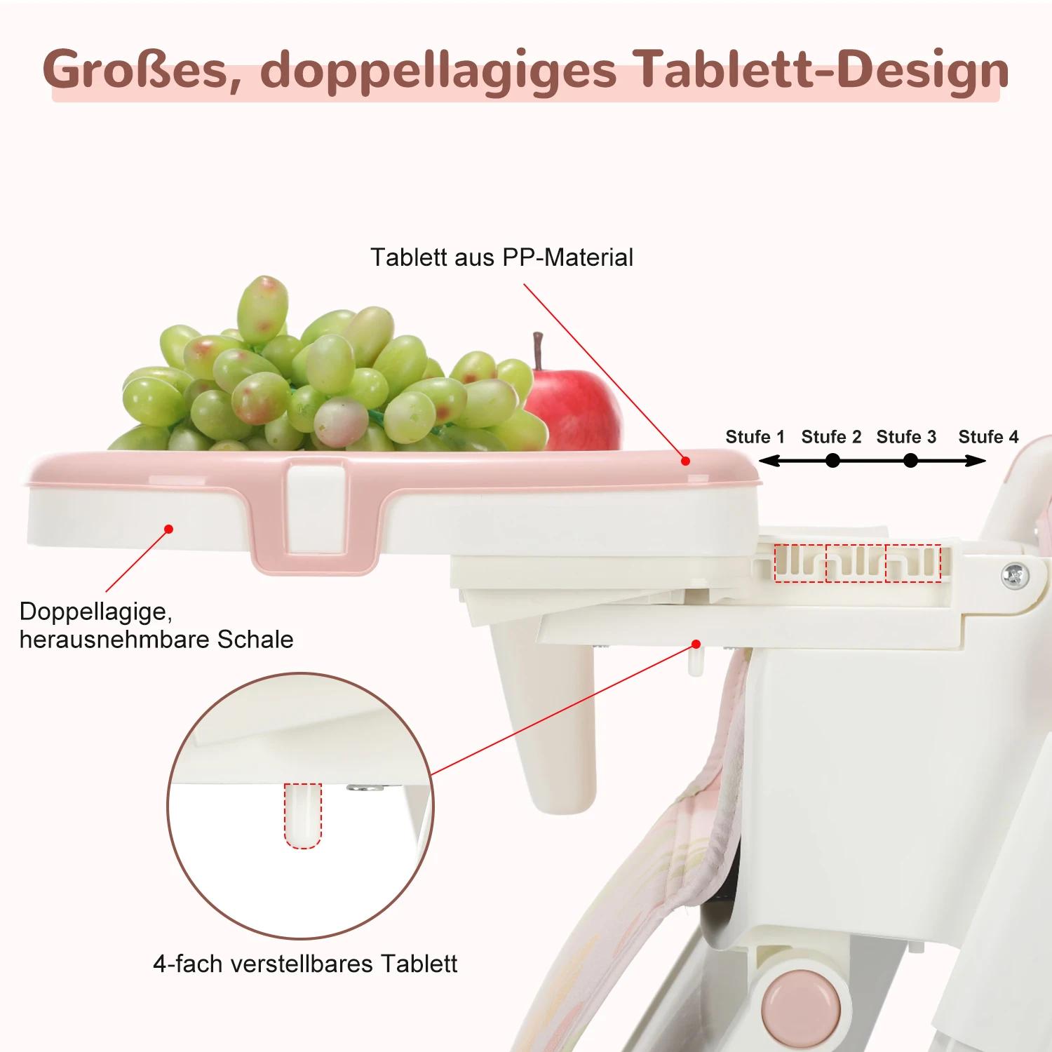 Chaise haute pliante pour bébé, chaise haute inclinable et inclinable, chaise haute réglable en haut