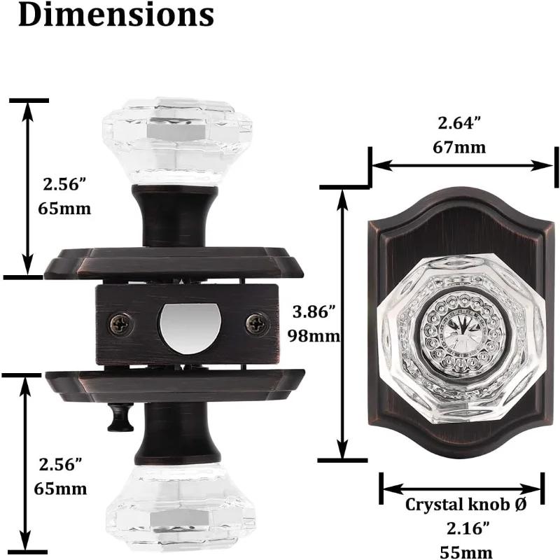 Paquet de 5 boutons de porte en verre diamant octogonal transparent avec serrure à l'intérieur, serr