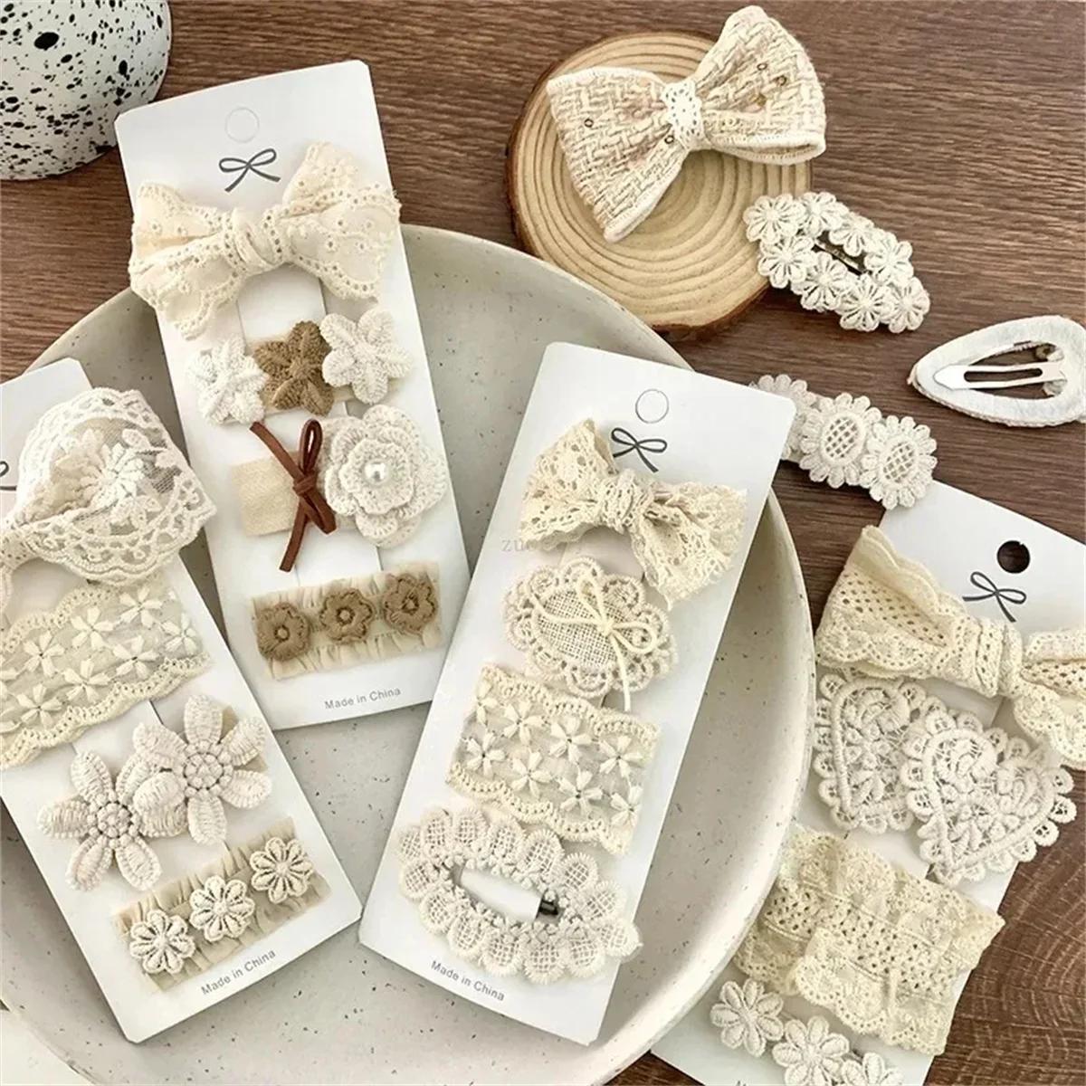 Épingle à cheveux brodée de fleurs pour bébé fille, 4 pièces/ensemble, pinces à cheveux BB douces, B