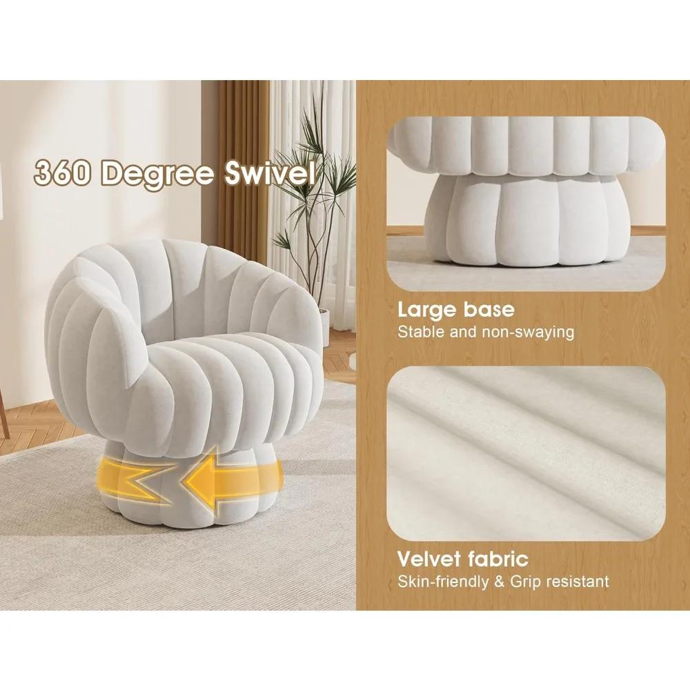 Ensemble de 2 chaises de canapé d'appoint pivotantes modernes à 360 degrés du milieu du siècle, chai