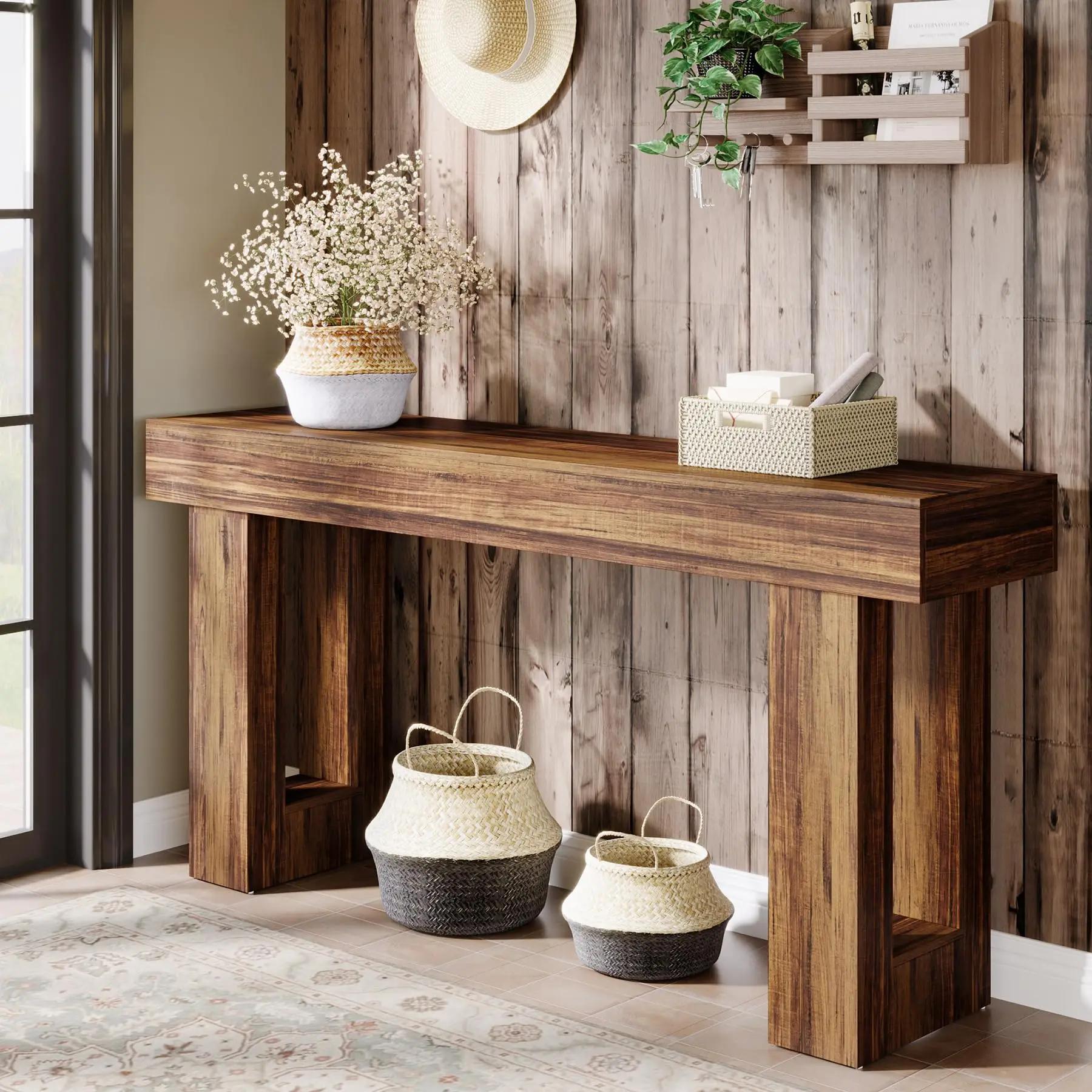 Tribesigns Table console longue de 63 pouces, table de canapé en bois de ferme derrière le canapé, t