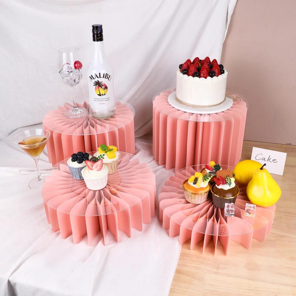 Support sur pied rond pliable en carton, colonnes, tables cylindriques pour fêtes, réception-cadeau 