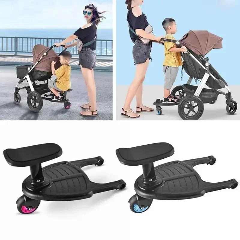 Poussette pour bébé avec adaptateur de pédale de poussette, fixation de poussette avec siège amovibl