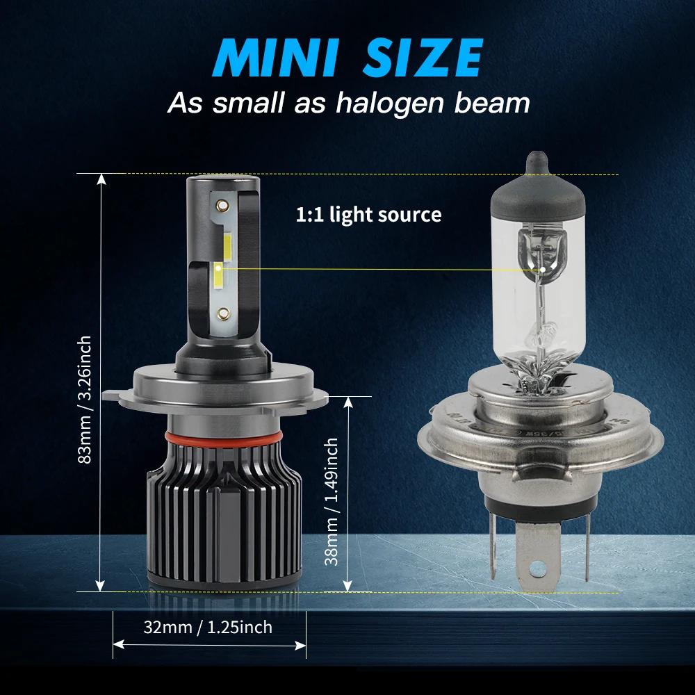 BEVINSEE Ampoule LED H4 H7 H11 50W 6000LM H1 H3 Ampoule LED 9004 9007 9008 Feux de route/croisement 