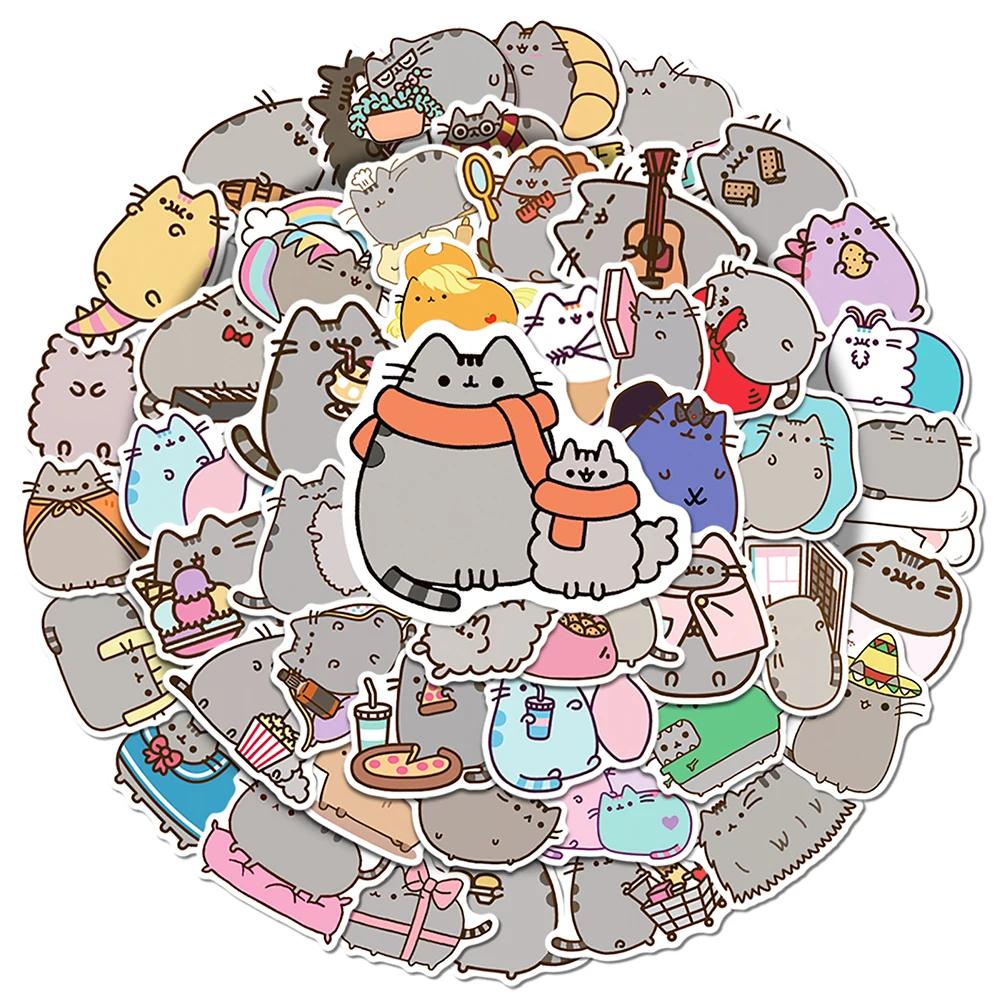 Autocollants chat épais mignon Kawaii, étiquette esthétique, papeterie pour Scrapbook, téléphone, jo
