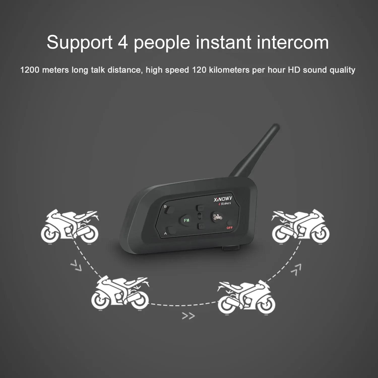 XiNOWy V4C Arbitre Casque Bluetooth Interphone Full Duplex 1200M Football Football Earhook Écouteur 
