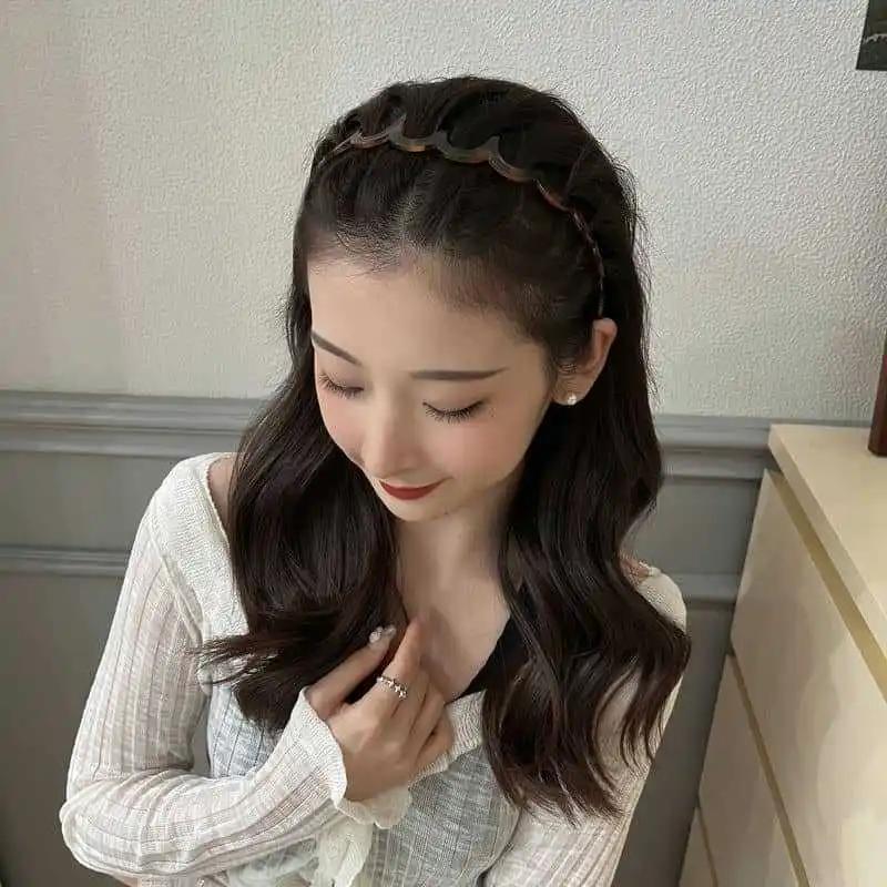 Bandeau de cheveux en plastique ondulé pour femmes et filles, lavage du visage avec peigne à dents, 