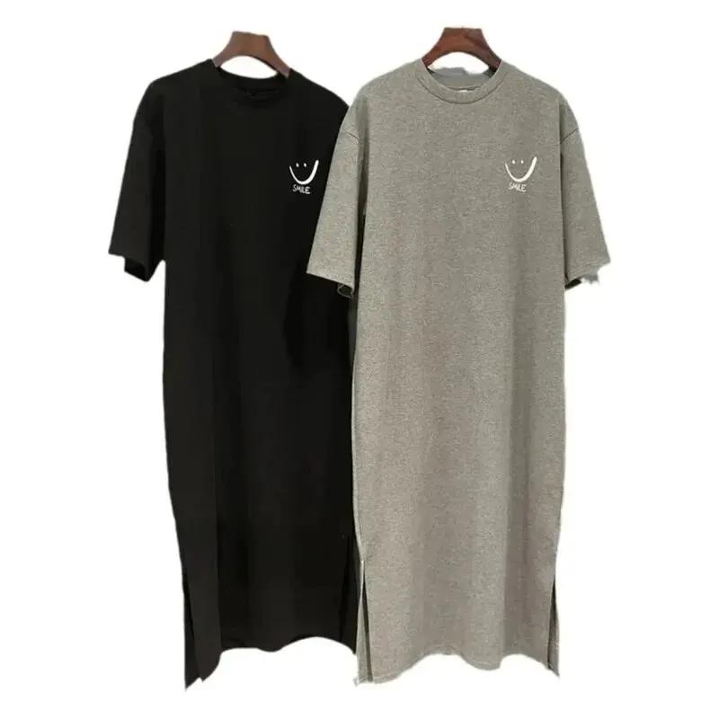 Robe T-shirt à manches courtes pour femmes, ample, mi-longue, au-dessus du genou, nouvelle collectio