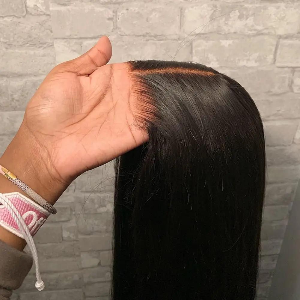 Wear matchs Go-Perruque droite sans colle avec fermeture en dentelle HD, délié pré-plumé, cheveux hu