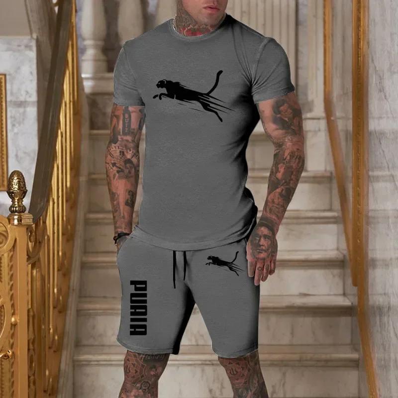 Ensemble décontracté tendance été 2026 pour homme : T-shirt respirant et short de sport deux pièces