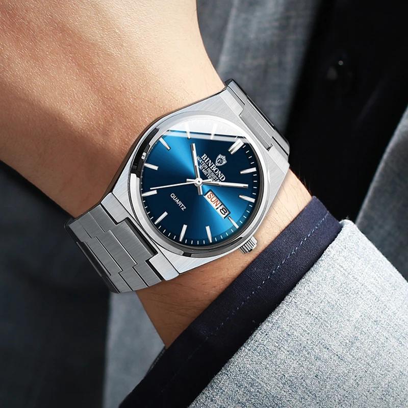 BINBOND luxe mode homme horloge haut affaires étanche lumineux Date semaine hommes montres Quartz ac