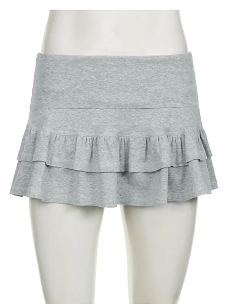 Mooyufo doux solide plissé Super Mini jupe Preppy Atyle Sexy mince taille basse jupes femmes 2024 ét
