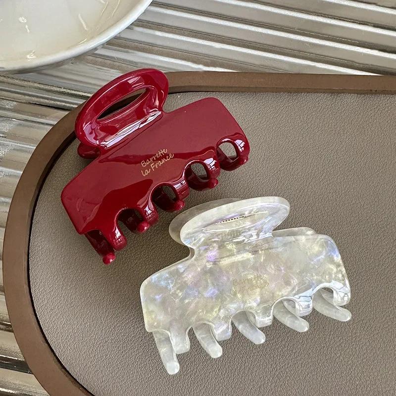 Pinces à cheveux rouges en acétate de 5.5cm de Long, pour filles et femmes, accessoires pour cheveux