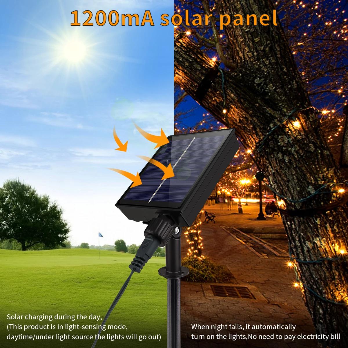 100M 1000 LEDs Charge rapide solaire LED fée lumière LED étanche extérieur chaîne lumières guirlande