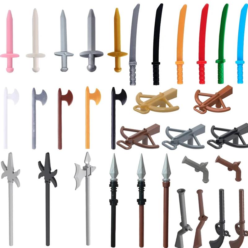 MOC – blocs de construction d'armes militaires médiévales, pièces de château, chevaliers, soldat, ép