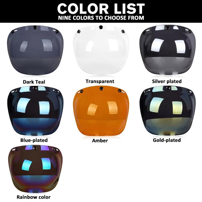 Visière de casque ouverte casques de moto visières à bulles rabattables visière de moto lentille de 