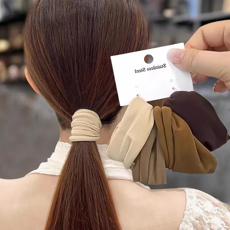 Lot de 4 chouchous solides très extensibles et larges pour femmes, attaches pour queue de cheval, él