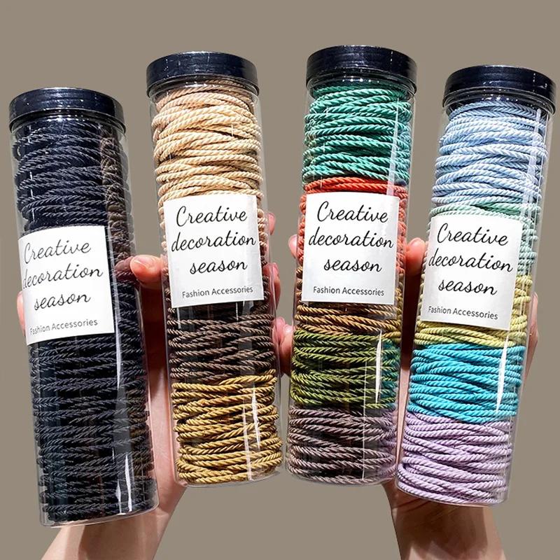 100 pcs/lot bandes de cheveux Scrunchie couleur unie élastique élastique bandeau de cheveux cravate 