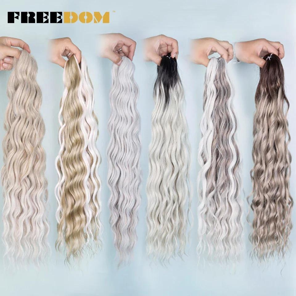 EDOM-Extensions de Cheveux Tressés Synthétiques Bouclés Naturels, Tresses Ondulées, Ombrées, Blondes