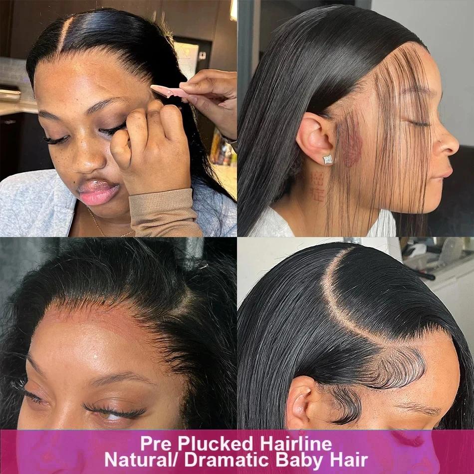 Wiggogo 250 densité Hd dentelle frontale perruque os droit perruques de cheveux humains 30 pouces Hd