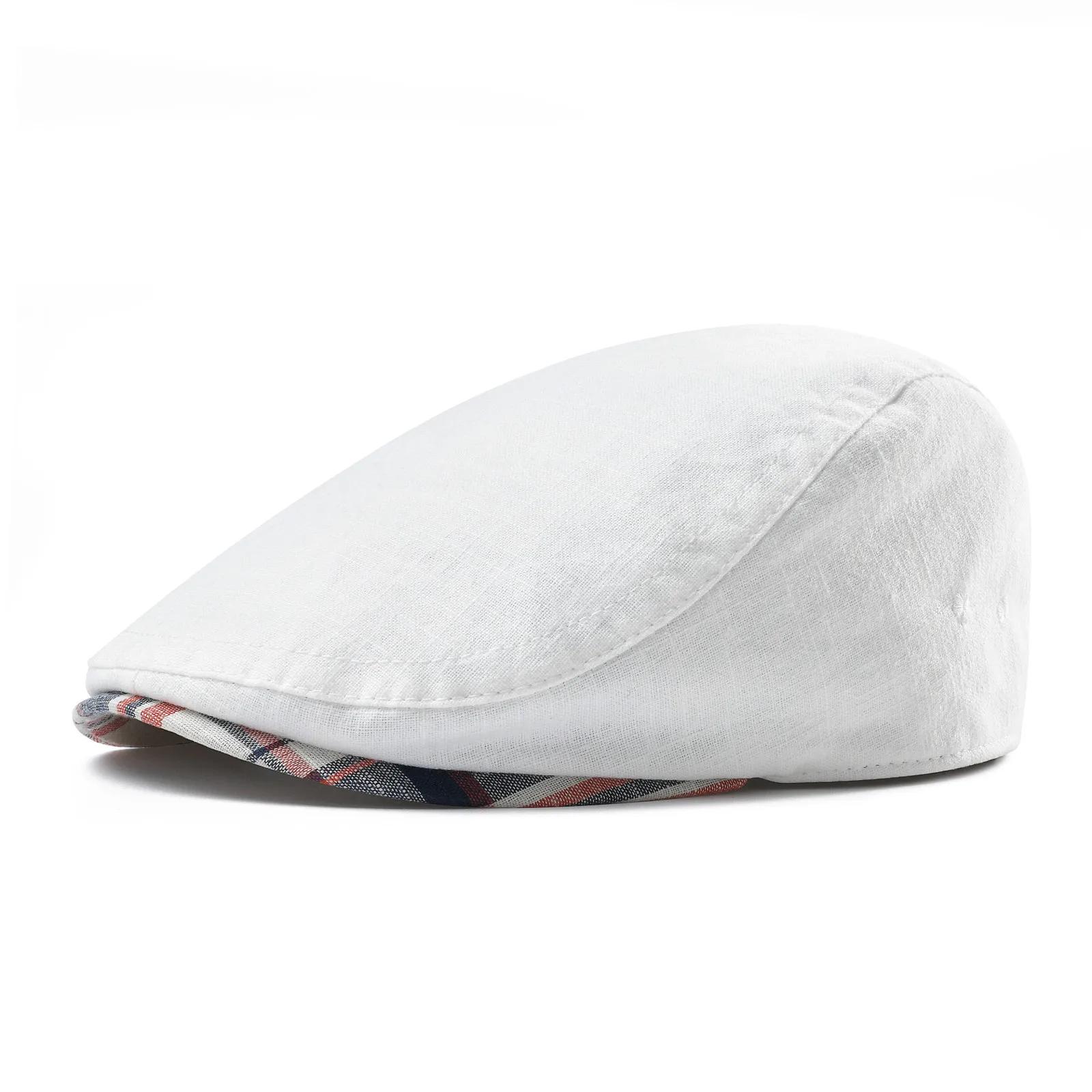 Casquette plate en lin 100 % pour homme JGNGOUL, style Gatsby, pour l'été, conduite, décontractée, f