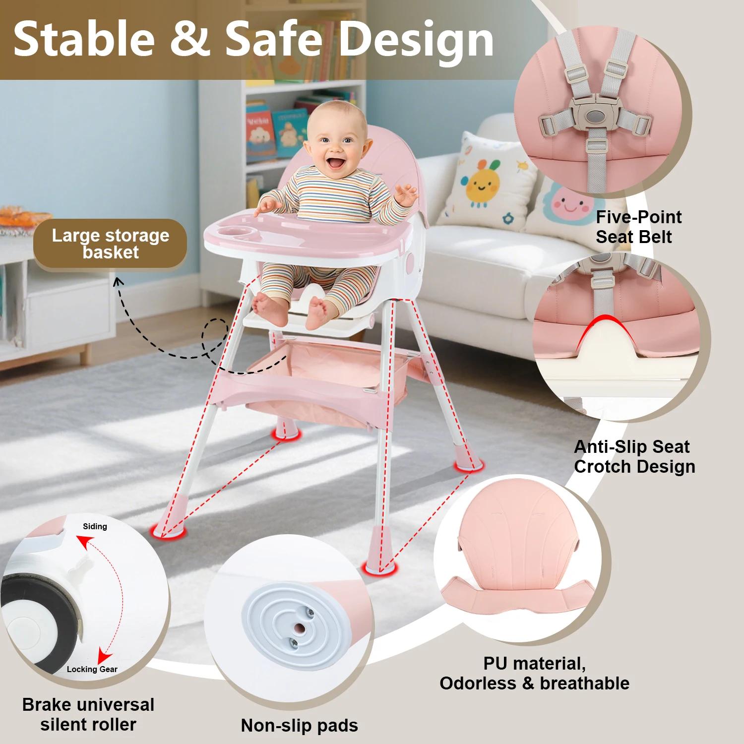 Chaises hautes 3 en 1 pour bébés et tout-petits, chaise haute/table et chaise d'apprentissage pour e