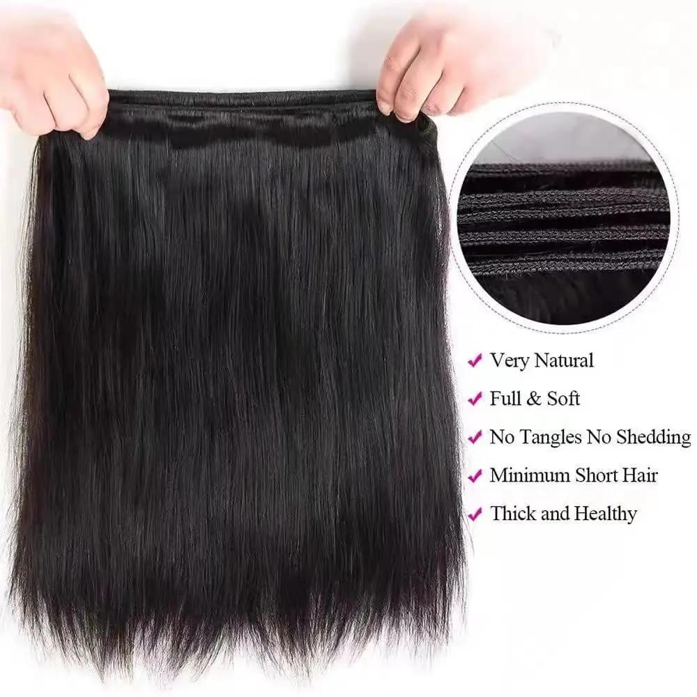 Tissage Cheveux Humains Mèches brésiliennes 100% naturelles lisses, cheveux vierges non traités, Ext