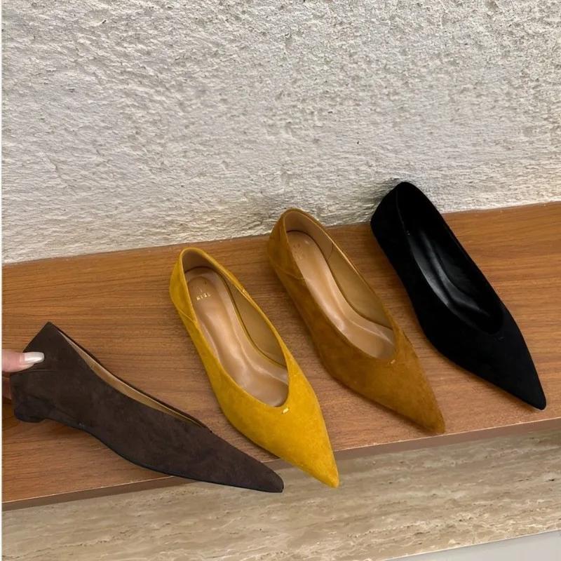 Escarpins de bureau Vintage à bout pointu pour femmes, chaussures élégantes à talons bas, pour fête 