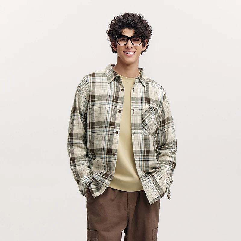 Chemise à manches longues pour homme Semir en pur coton à carreaux, vêtement d'extérieur, nouvelle c