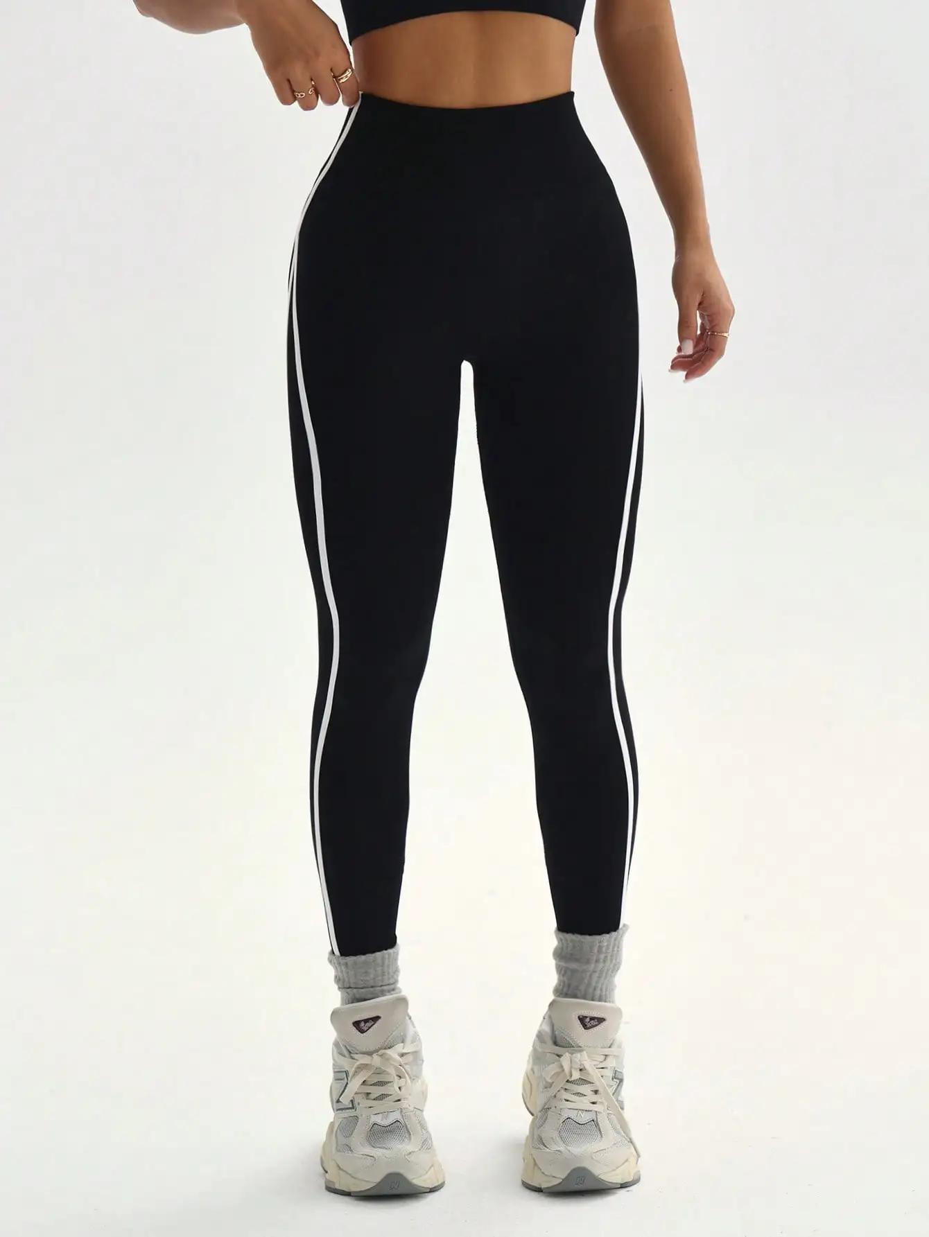 Pantalons de yoga rayés pour femmes, pantalons de sport d'extérieur à séchage rapide, pantalons de y
