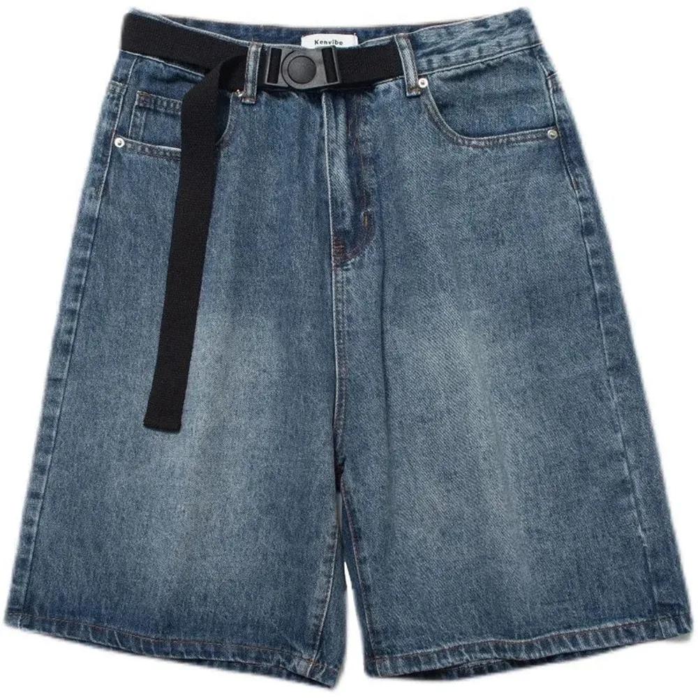 Y2K Baggy avec ceinture Jean Shorts Vintage jambe large Denim Shorts américain Streetwear décontract