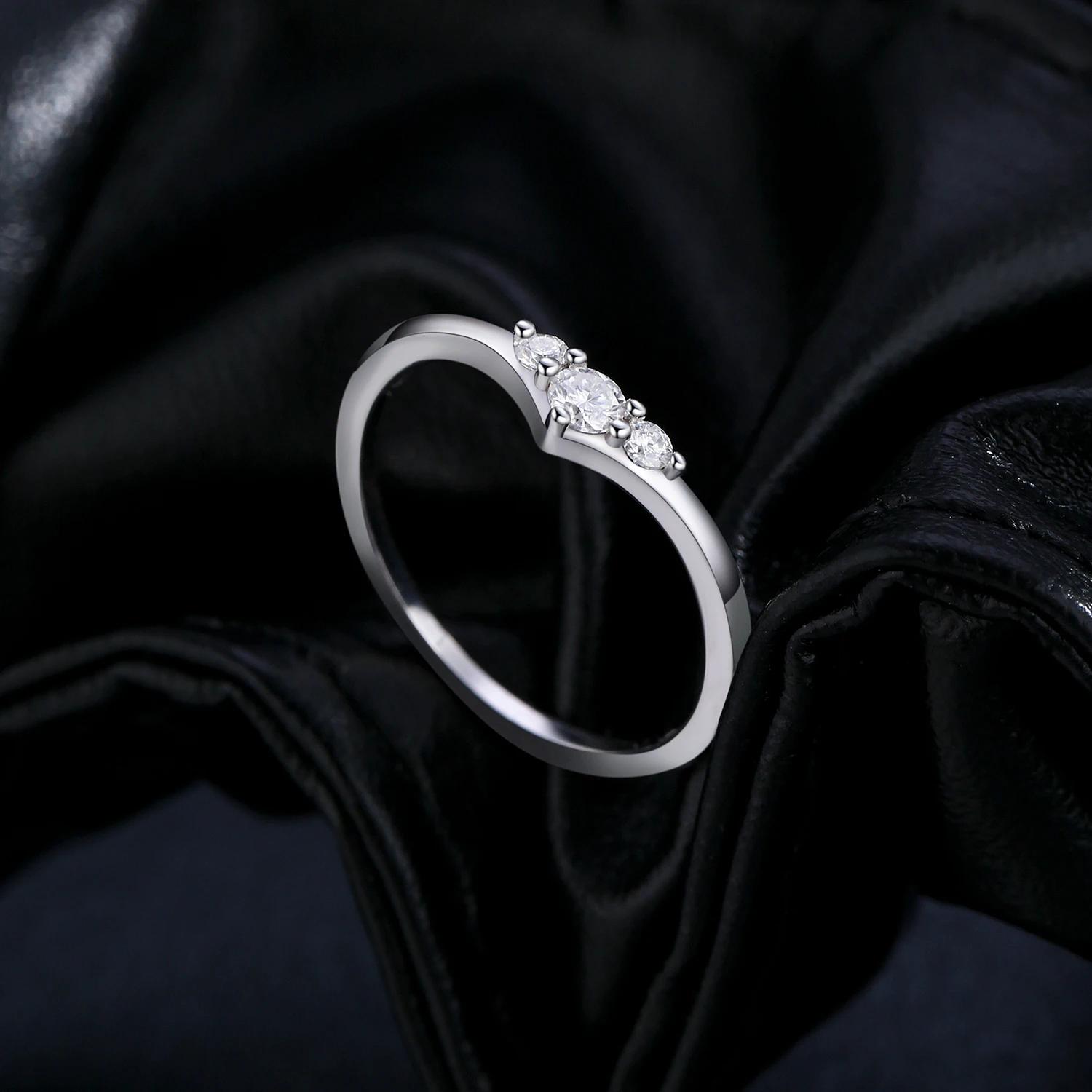 MODIAN Simple éternité Moissanite bague 925 en argent Sterling scintillant Simple mince bague de mar