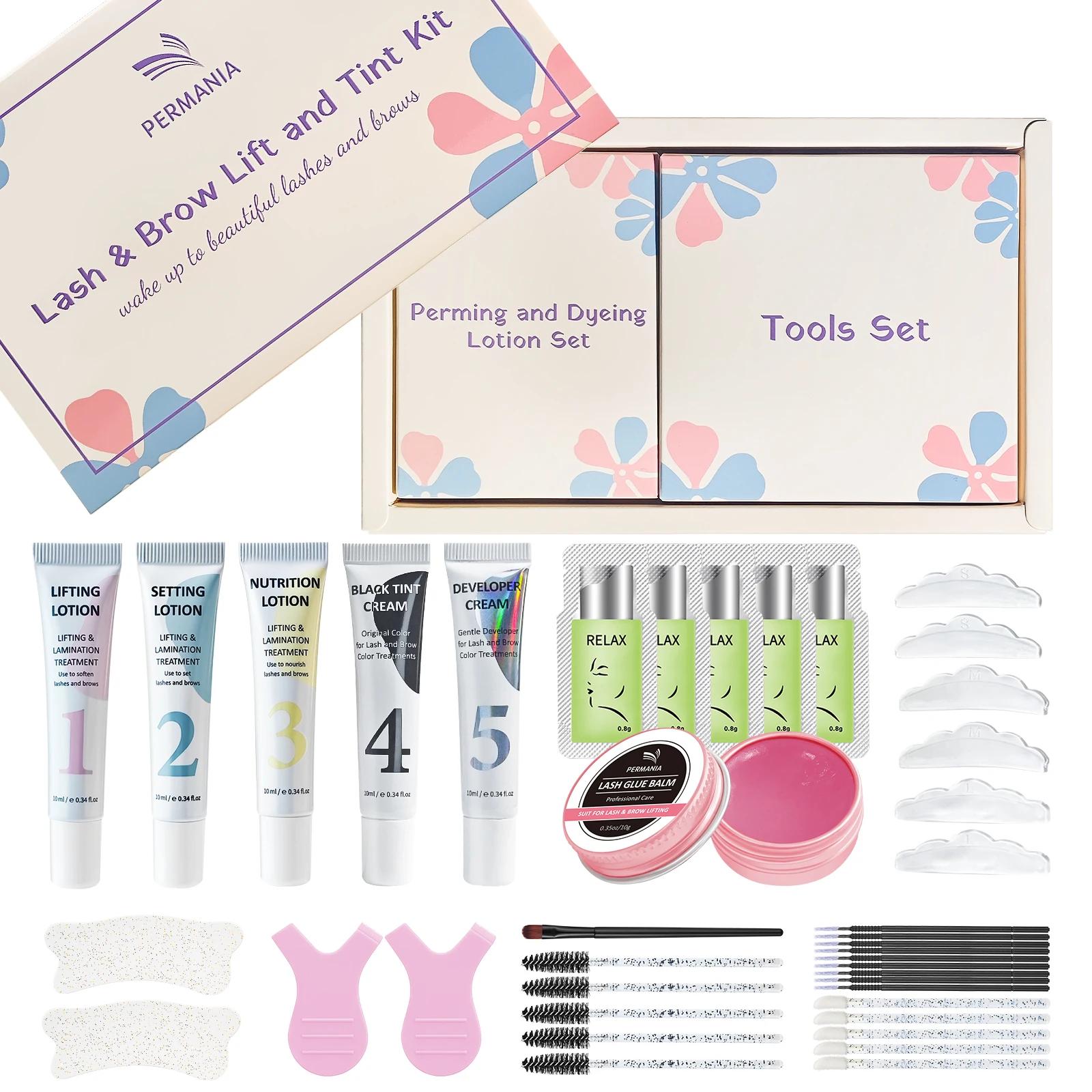 Kit de teinture et de permanente pour cils et sourcils PERMANIA, noir naturel, traitement de lifting